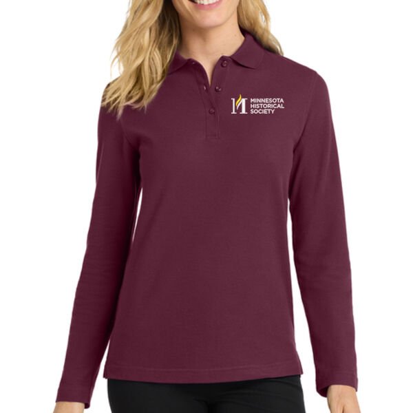 Port Authority® Women's Silk Touch™ Long Sleeve Polo - Embroidered Logos Thumbnail
