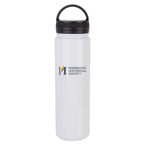 23oz Stainless Steel Flask Bottle w/Portable Lid - Sublimated Logo Thumbnail